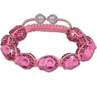 SilberDream Bracelet Shamballa pour femme 18-23cm rose tête de mort zirconia SDA920