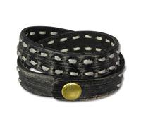 Silberdream Bracelet Style Jean Noir Bracelet Femme Cuir Lap511s