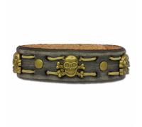 Silberdream Bracelet Tête De Mort Gris Marron Cuir Homme - Cuir De Vachette - La5351b