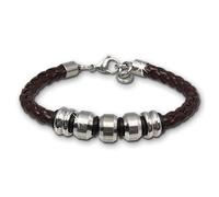 Silberdream Bracelet Tressé Cuir Homme Marron Foncé Acier Inoxydable Lap006b