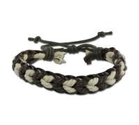 Silberdream Bracelet Tressé Marron Blanc Femme Homme Cuir Coton Lap524b
