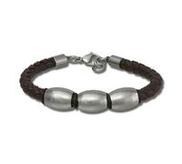 Silberdream Bracelet Tressé Marron Bracelet Homme Cuir Lap007b