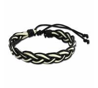 Silberdream Bracelet Tressé Noir Blanc Femme Homme Cuir Coton Lap533s