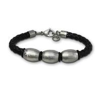 Silberdream Bracelet Tressé Noir Bracelet Homme Cuir Lap007s
