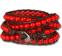 SilberDream bracelet -vachette tannée- noir rouge verre boule dames LA2624R