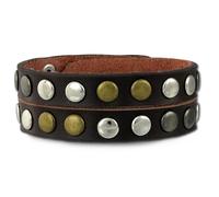 Silberdream Bracelet Wrap-Look Marron Foncé Cuir Homme Acier Inoxydable Lap088n