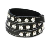 Silberdream Bracelet Zircone Bracelet Cuir Noir Femme Lap228s