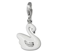 Silberdream Breloque Argent 925 Émail Bracelet Pendentif Cygne Blanc Fc645