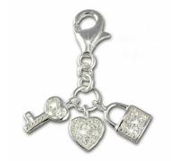 Silberdream Breloque Pendentif Argent 925 Coeur Blanc Clé Zircone Fc224w