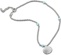 SilberDream Chaîne de cheville 925 argent 25cm coquillage femme perle acrylique bleu clair D2SDF5245H