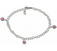 SilberDream Chaîne de cheville pour dames 25cm 925 argent sterling verre rose boule SDF011A
