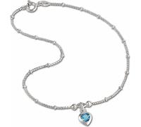 SilberDream Chaîne de cheville pour femme 23cm 925 argent scintillant bleu coeur zirconia SDF2023H