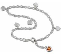 SilberDream Chaîne de cheville pour femme 25cm 925 argent véritable scintillant cœur zirconia SDF2015Y