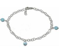SilberDream Chaîne de cheville pour femme 25cm en argent 925 verre bleu clair boule SDF011H
