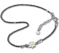 SilberDream Chaîne de cheville pour femme 27cm 925 argent noirci blanc jaune fleur SDF2224K
