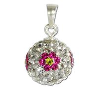Silberdream Chaîne Pendentif Fleur Argent Massif Blanc Rose Pailleté Gsh301
