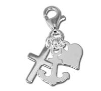 Silberdream Charm 925 Bracelet En Argent Véritable Pendentif Ancre Coeur Croix Fc506