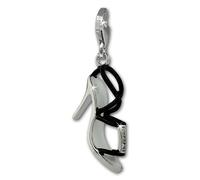 Silberdream Charm Argent Émail Pendentif Stiletto Noir Zircone Fc883s