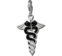 SilberDream Charm barre d'Hermès zirconium noir Pendentif à breloques 925 argent D2GSC557S