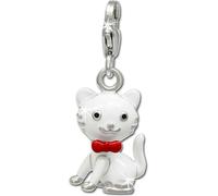 SilberDream Charm bracelet pendentif chaton rouge blanc 925 argent véritable FC693