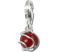 SilberDream Charm bracelet pendentif corail boule rouge 925 argent véritable FC250R