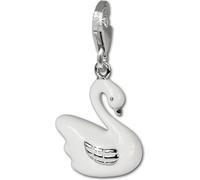 SilberDream Charm bracelet pendentif cygne blanc argent 925 émail FC645