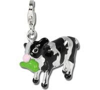 SilberDream Charm bracelet pendentif vache noir argent 925 émail FC640