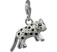 SilberDream Charm chat Bengal zircon blanc noir pendentif 925 argent D2GSC550W