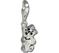 SilberDream Charm ourson suspendu zircon blanc noir pendentif 925 argent D2GSC210