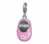 Silberdream Charm Pendentif Argent Chaussure Fille Rose Fleur Zircone Fc853p