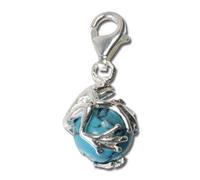 Silberdream Charm Pendentif Argent Turquoise Boule Grenouille Pierre Oeil De Chat Fc244t