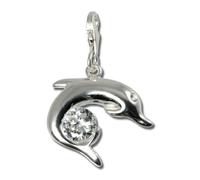 Silberdream Charm Pendentif Chaîne En Argent Véritable 925 Dauphin Zircone Fc4101