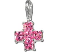 SilberDream Charm pendentif croix rose zirconium 925 argent véritable FC204P