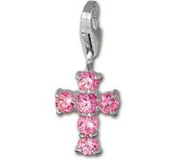 SilberDream Charm pendentif croix rose zirconium 925 argent véritable FC205P