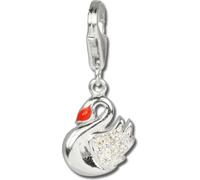 SilberDream Charm pendentif cygne rouge zirconium 925 argent véritable FC254W