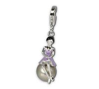 Silberdream Charm Pendentif Émail Argent 925 Fille Violette Sur Boule Fc633