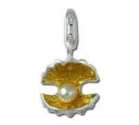 Silberdream Charm Pendentif En Argent Véritable 925 Perle Jaune Perle De Coquillage Fc230z