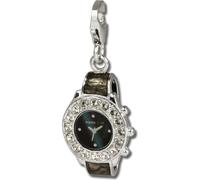SilberDream Charm pendentif montre noir zirconium 925 argent véritable FC657