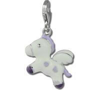 SilberDream Charm pendentif poney volant blanc argent 925 émaillé FC869W
