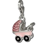 SilberDream Charm poussette zirconia rose Pendentif à breloques 925 argent D2GSC501A