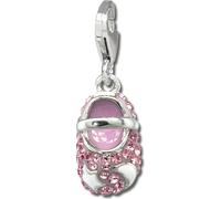 SilberDream Charm rose chaussure de bébé zirconium 925 argent Pendentif à breloques GSC554A