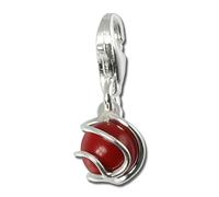 SilberDream Charms - Charm Boule Corail rouge en argent grille pour charms colliers bracelets boucles d'oreilles - Argent 925 Sterling - FC250R