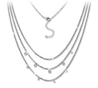 Silberdream Collier 3 Couches Zircone Bijoux Paillettes 47cm Argent 925 Gsk414w