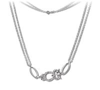 Silberdream Collier 44cm Collier Paillettes Hibou Zircone Argent Sdk424w