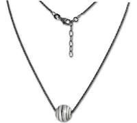 SilberDream Collier 47cm 925 Argent Véritable Spirale Boule Argent Noir SDK29342S