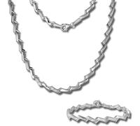 SilberDream Collier Bracelet Ensemble de bijoux femme zigzag argent mat SDS440J