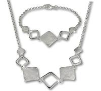 SilberDream Collier Bracelet Ensemble de bijoux pour dames Carreau argent mat SDS409