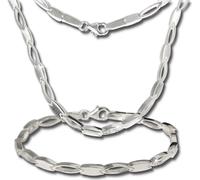 SilberDream Collier Bracelet Ensemble de bijoux pour dames ovale argent mat SDS403