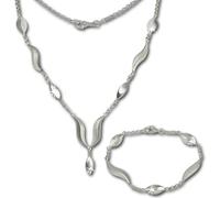 SilberDream Collier Bracelet Ensemble de bijoux pour dames Wave argent mat SDS410