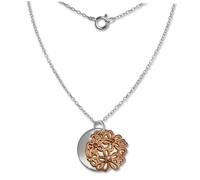 Silberdream Collier Double Plaque Rose 45cm Argent 925 Plaqué Or Sdk8003e